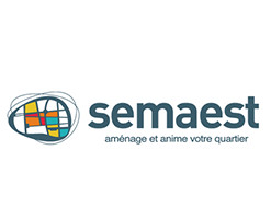 Références - Logo SEMAEST comprenant le slogan "aménage et anime votre quartier"